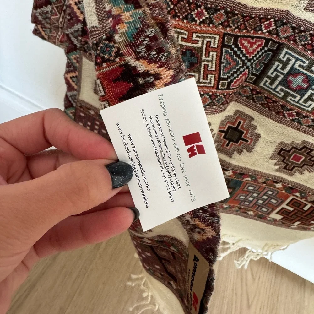 Bohemian Patterned Scarf with Fringe - Picture 2 of 2